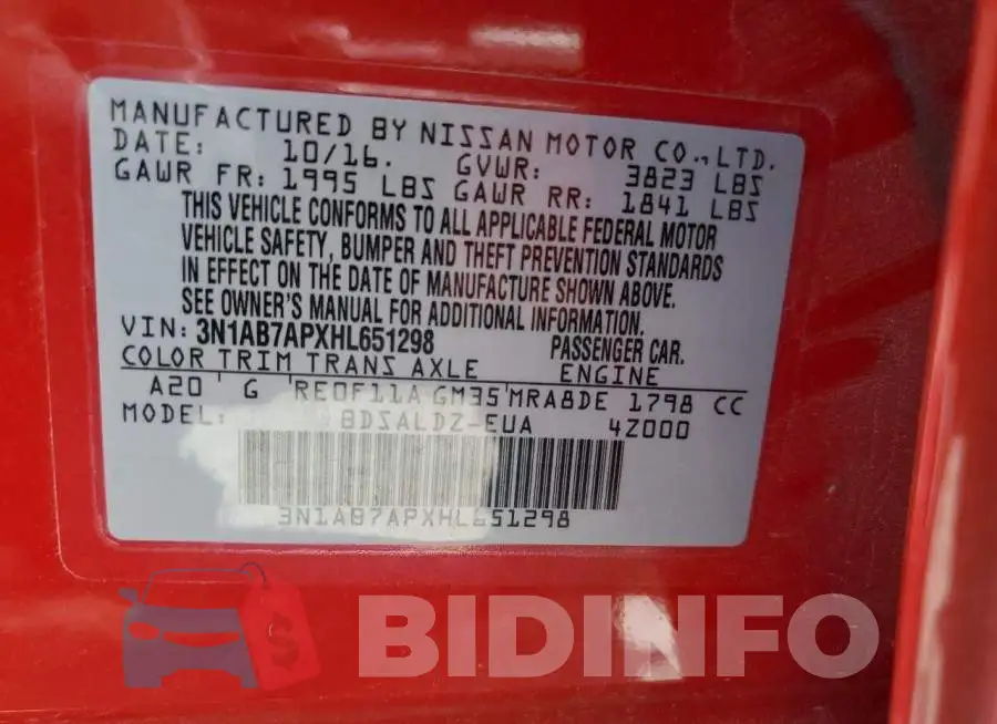3N1AB7APXHL651298 Photo# 13