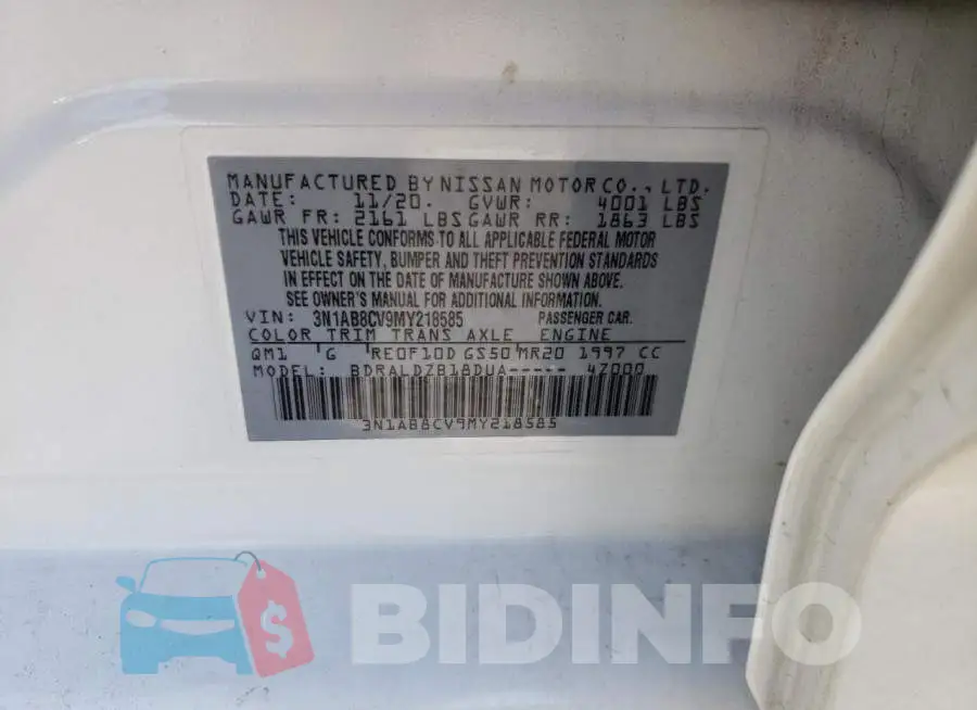 3N1AB8CV9MY218585 Photo# 13