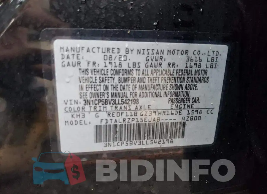 3N1CP5BV3LL542198 Photo# 10