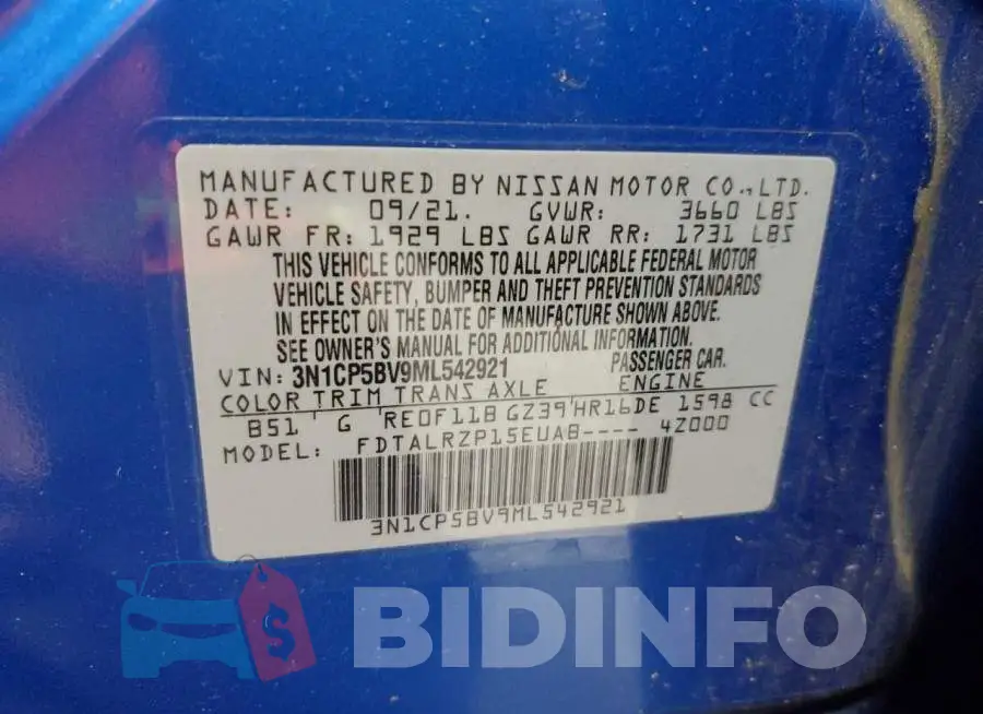 3N1CP5BV9ML542921 Photo# 13