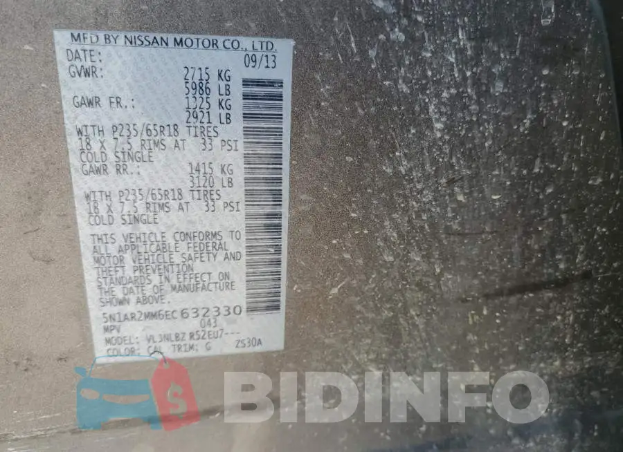 5N1AR2MM6EC632330 Photo# 13