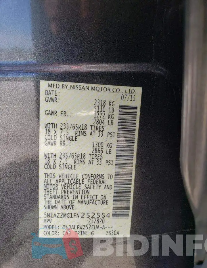 5N1AZ2MG1FN252554 Photo# 13