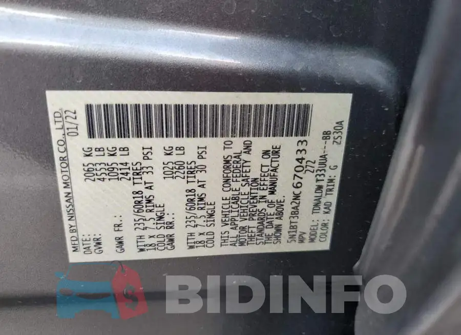 5N1BT3BA2NC670433 Photo# 12