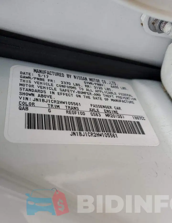 JN1BJ1CR2HW105561 Photo# 13