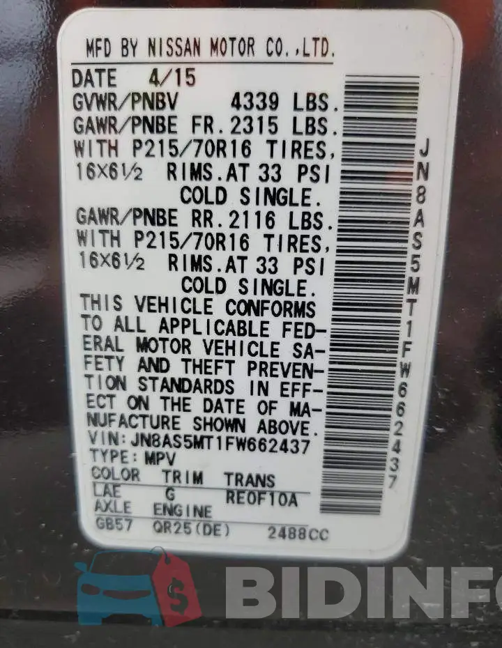 JN8AS5MT1FW662437 Photo# 12