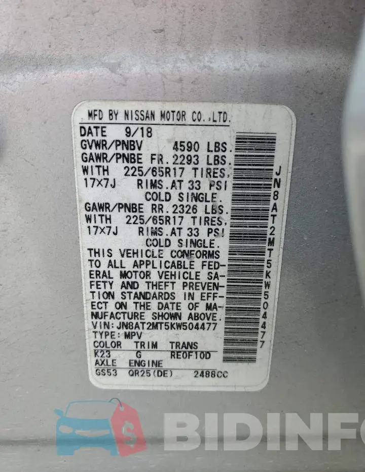 JN8AT2MT5KW504477 Photo# 13