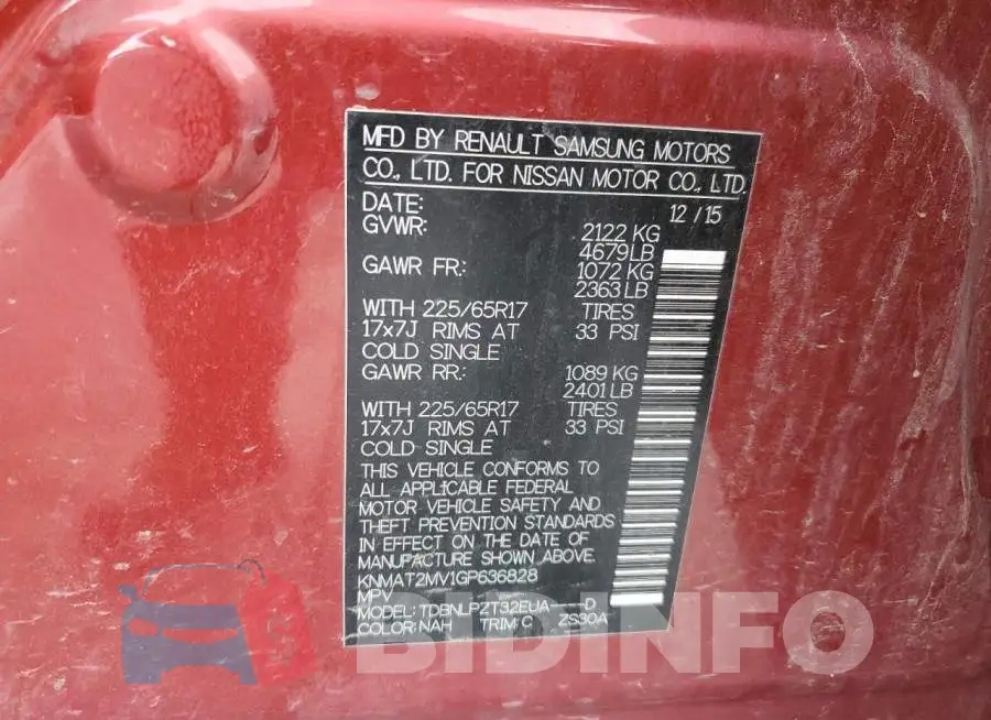 KNMAT2MV1GP636828 Photo# 14