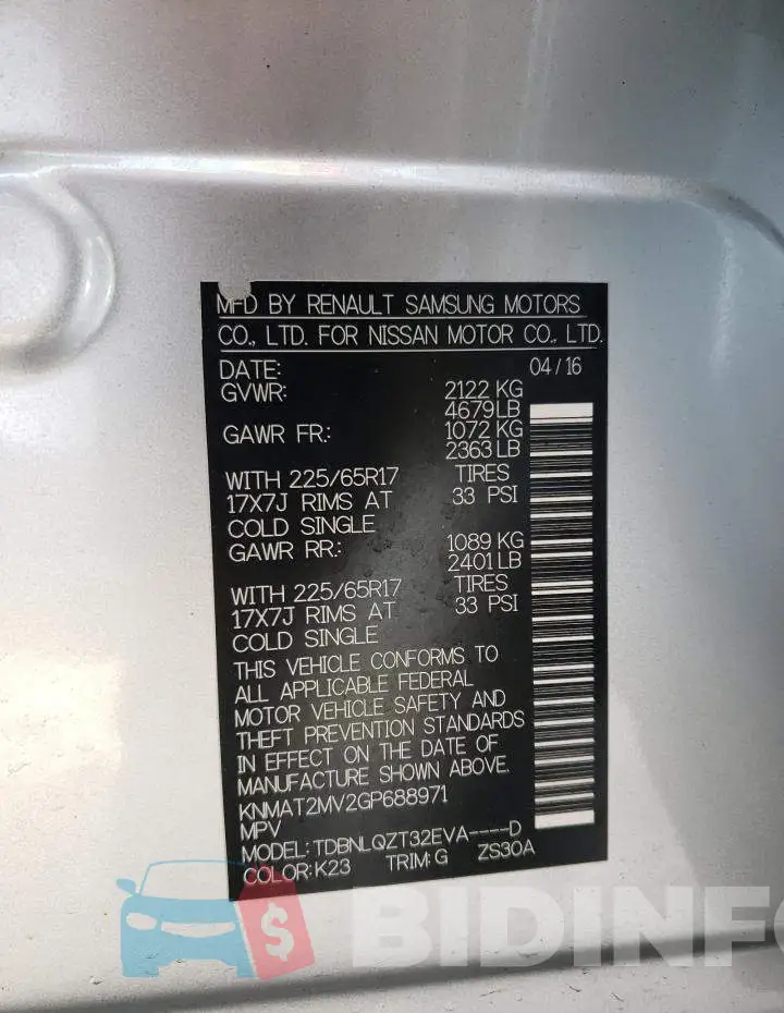 KNMAT2MV2GP688971 Photo# 14