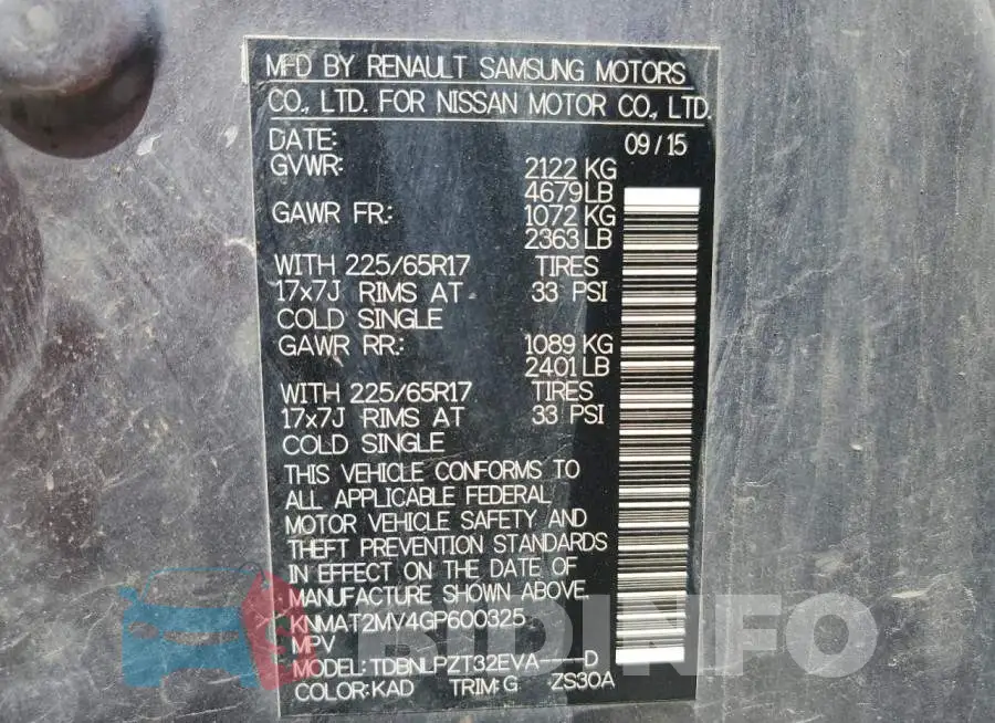 KNMAT2MV4GP600325 Photo# 12