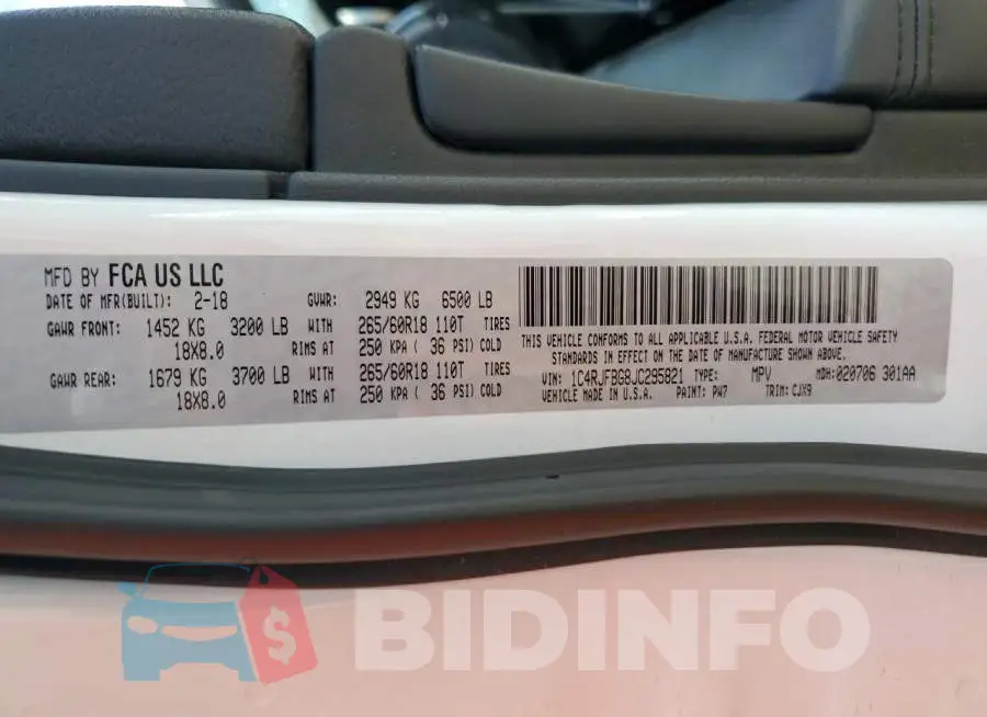 1C4RJFBG8JC295821 Photo# 13
