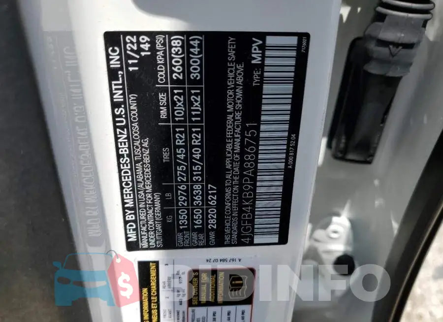 4JGFB4KB9PA886751 Photo# 13
