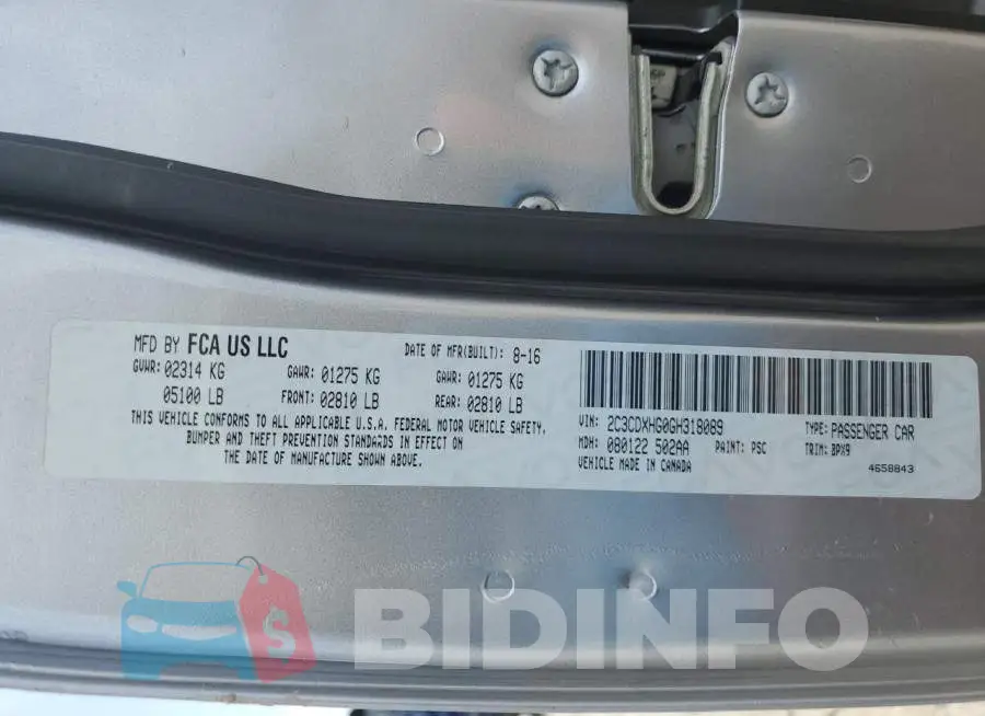 2C3CDXHG0GH318089 Photo# 12
