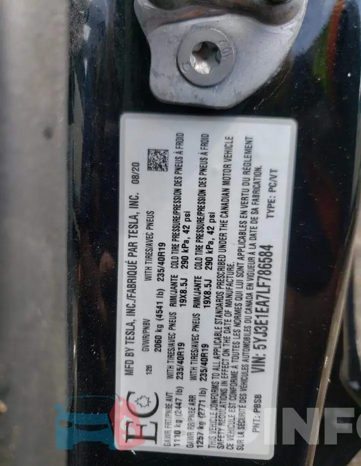 5YJ3E1EA7LF786584 Photo# 12