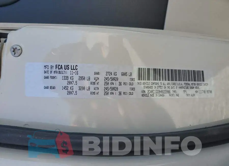2C4RC1GG9HR622086 Photo# 13