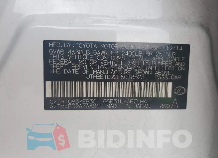 JTHBE1D22F5018523 Photo# 12