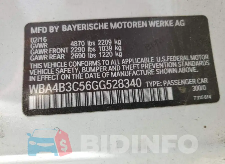 WBA4B3C56GG528340 Photo# 12