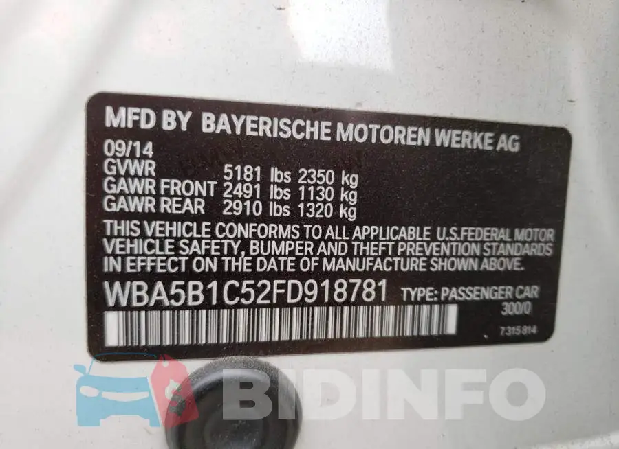 WBA5B1C52FD918781 Photo# 12