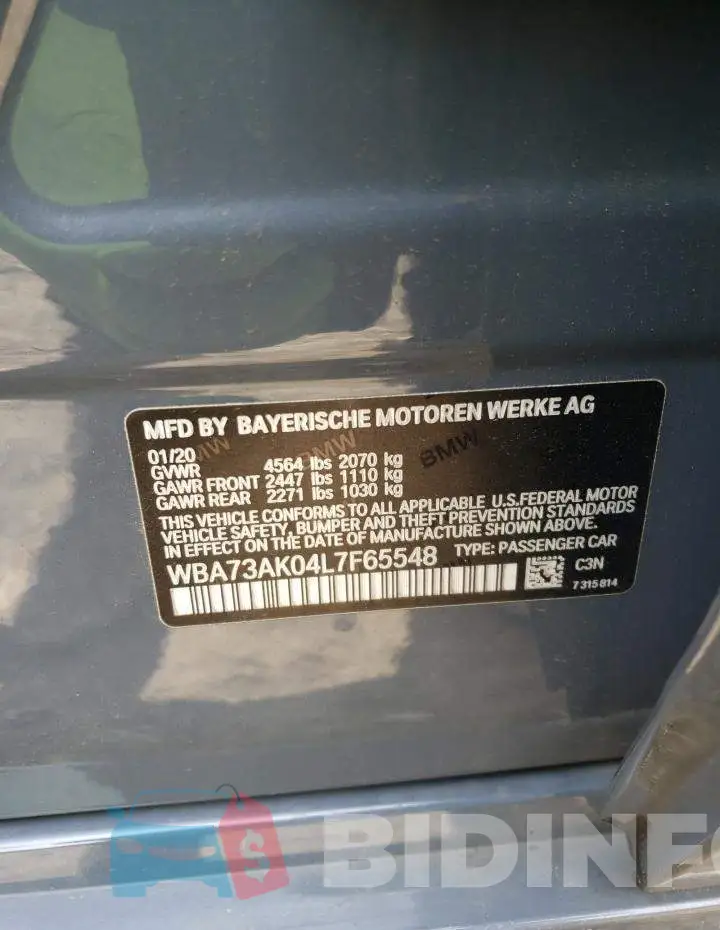 WBA73AK04L7F65548 Photo# 12