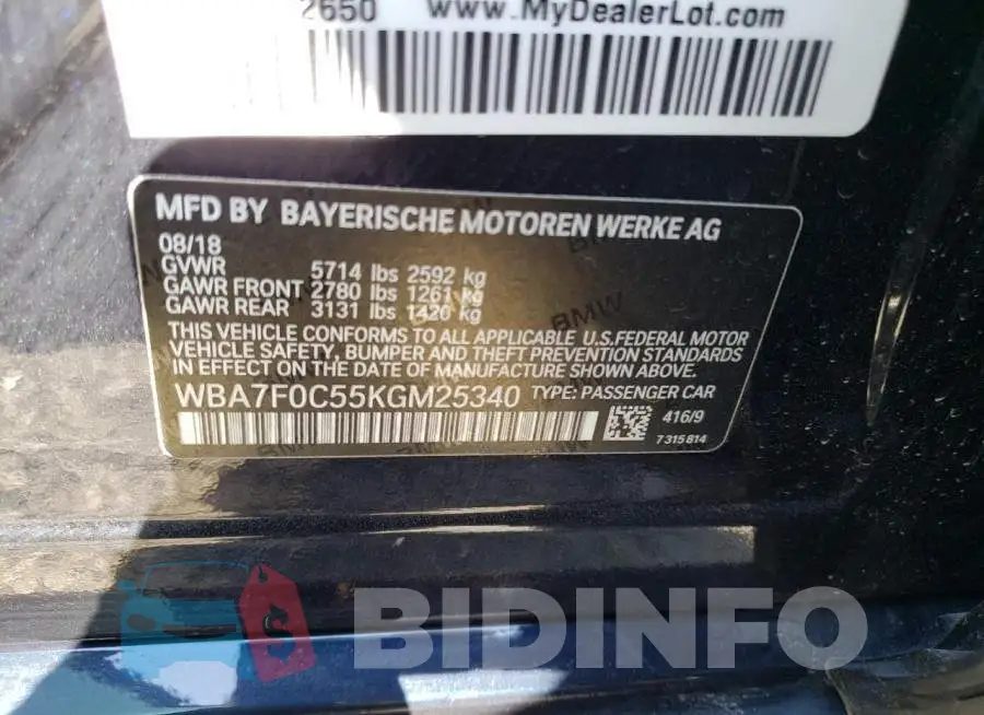 WBA7F0C55KGM25340 Photo# 12