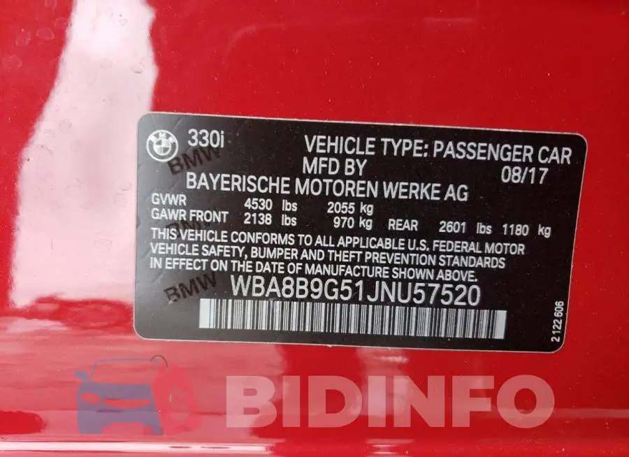 WBA8B9G51JNU57520 Photo# 12