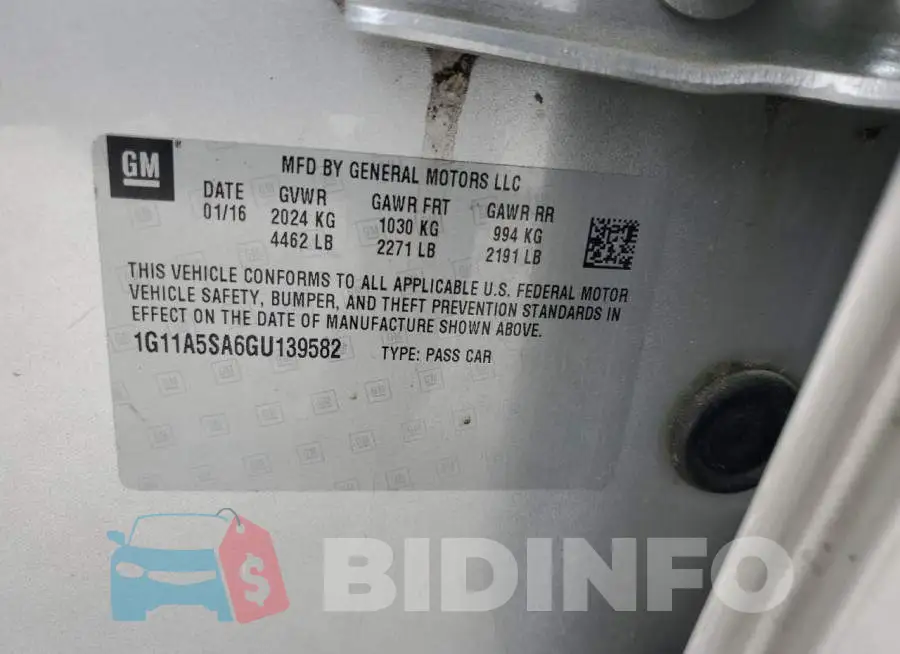 1G11A5SA6GU139582 Photo# 13
