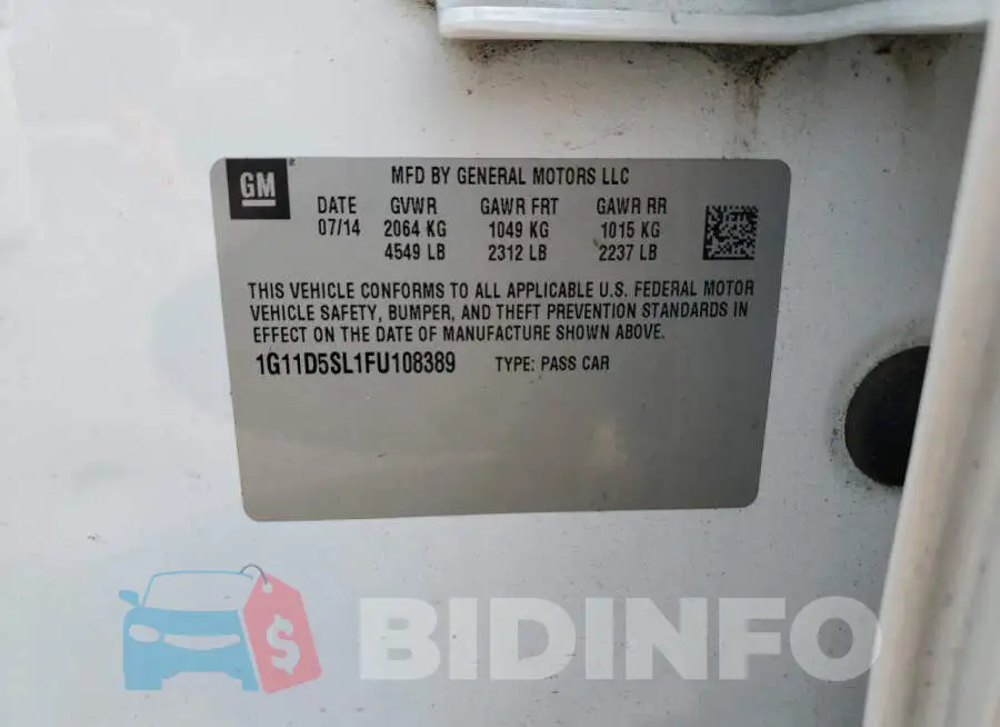 1G11D5SL1FU108389 Photo# 12