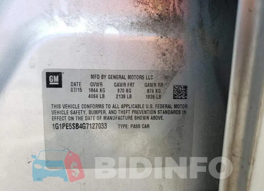 1G1PE5SB4G7127033 Photo# 12