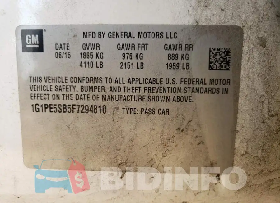 1G1PE5SB5F7294810 Photo# 12
