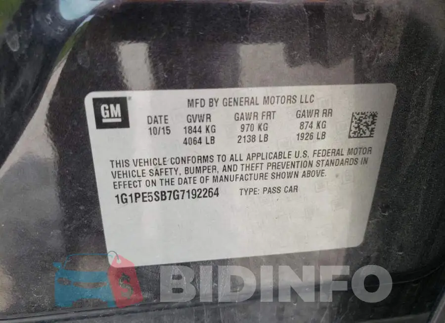 1G1PE5SB7G7192264 Photo# 13