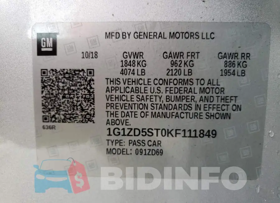 1G1ZD5ST0KF111849 Photo# 12