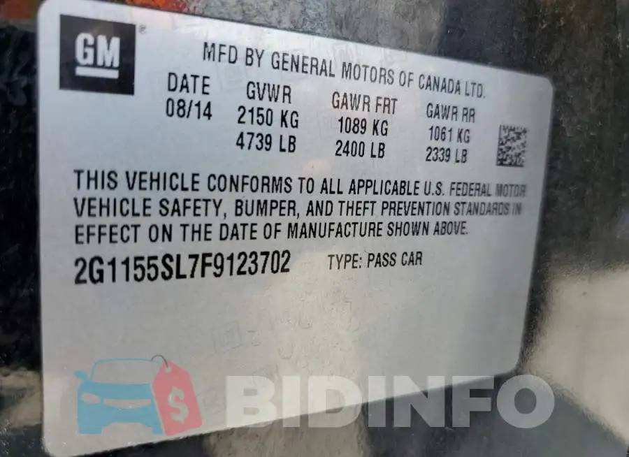 2G1155SL7F9123702 Photo# 12