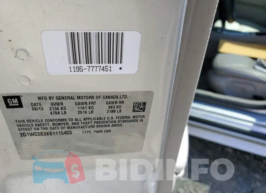 2G1WC5E3XE1115453 Photo# 12