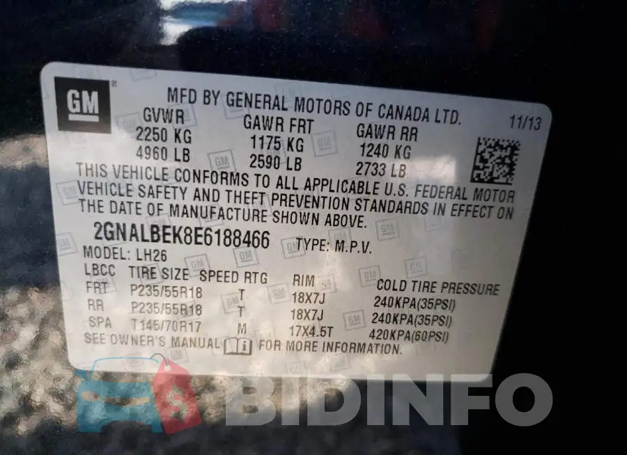 2GNALBEK8E6188466 Photo# 13