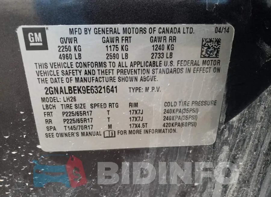 2GNALBEK9E6321641 Photo# 13