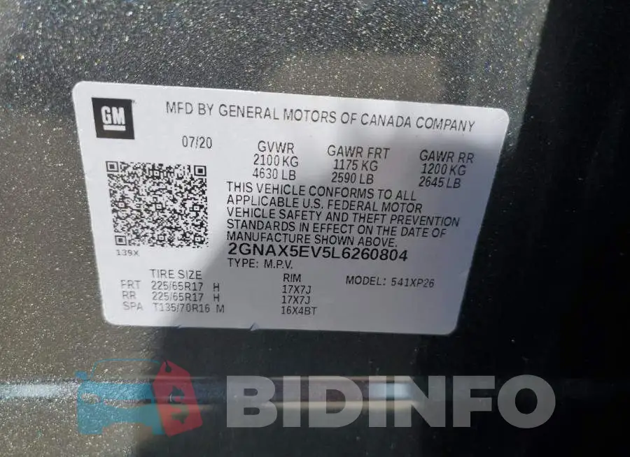2GNAX5EV5L6260804 Photo# 13