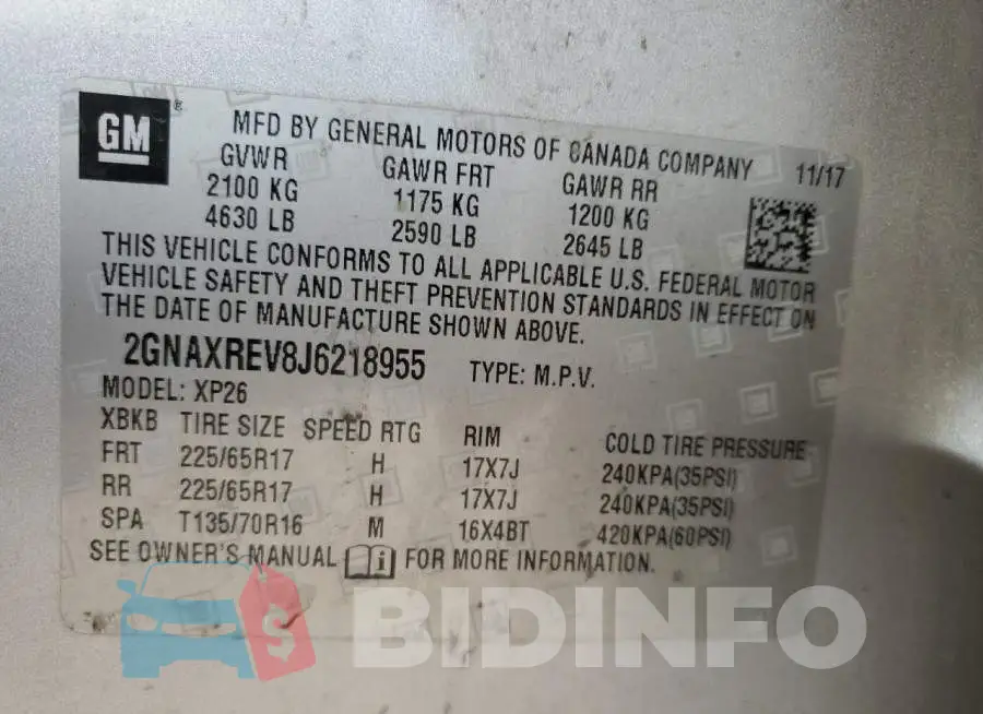 2GNAXREV8J6218955 Photo# 10