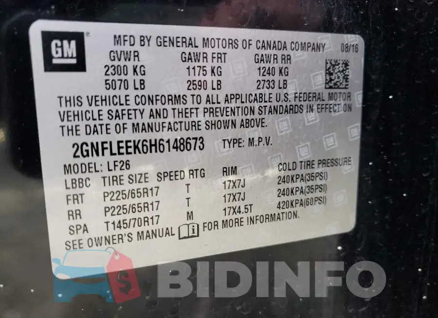2GNFLEEK6H6148673 Photo# 14