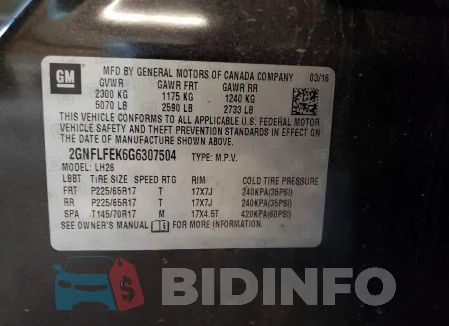 2GNFLFEK6G6307504 Photo# 12