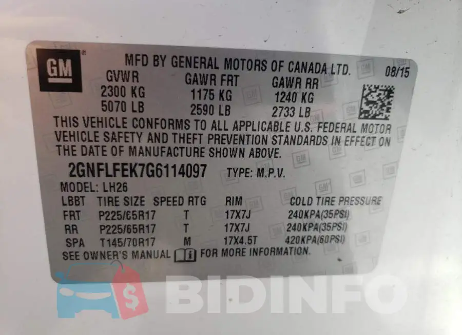 2GNFLFEK7G6114097 Photo# 13