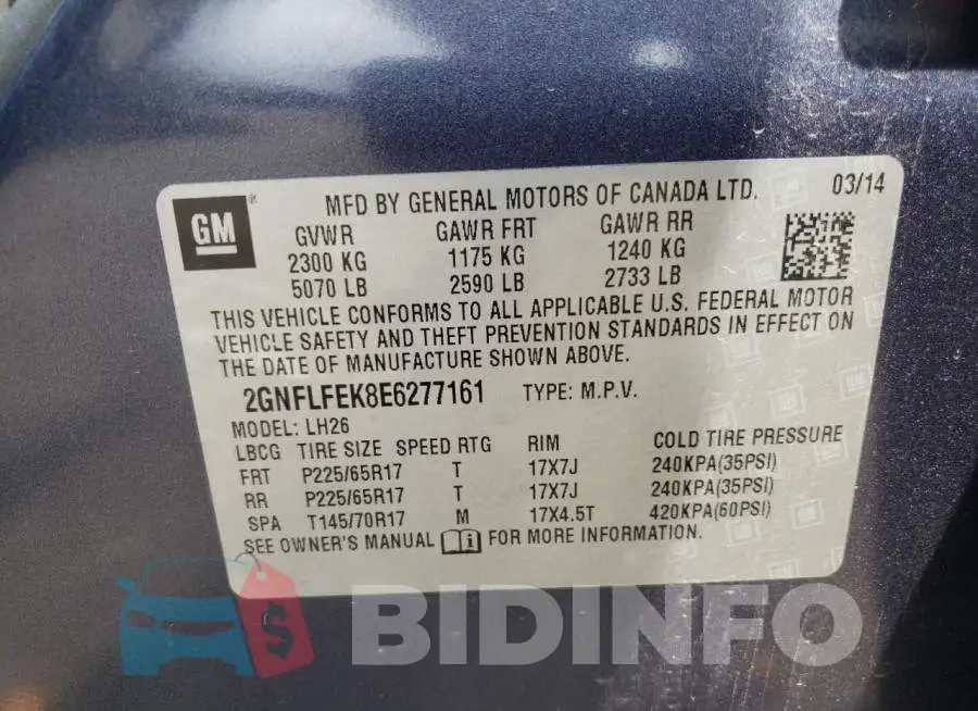2GNFLFEK8E6277161 Photo# 13