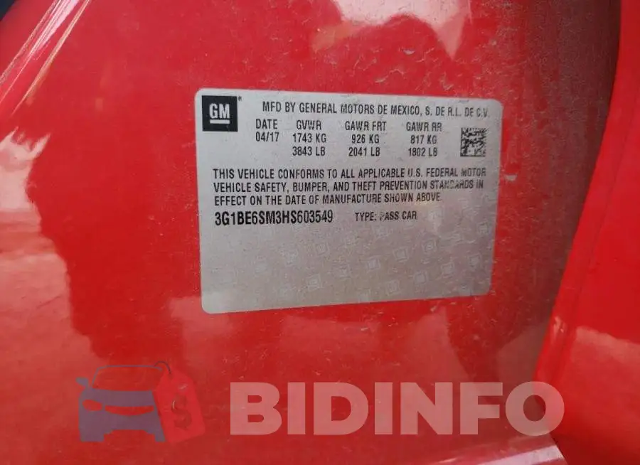 3G1BE6SM3HS603549 Photo# 12