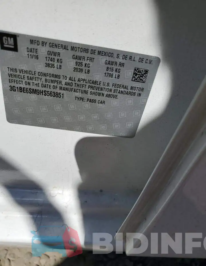 3G1BE6SM9HS563851 Photo# 13