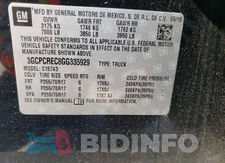 3GCPCREC8GG335929 Photo# 12