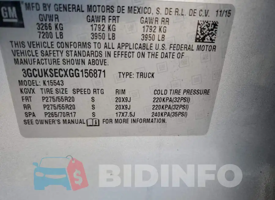 3GCUKSECXGG156871 Photo# 12