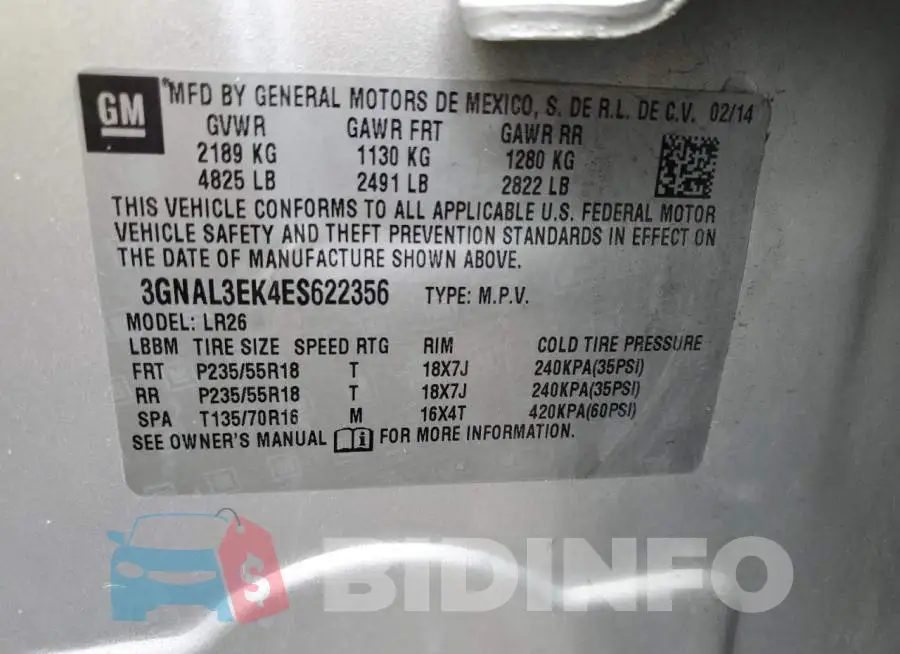 3GNAL3EK4ES622356 Photo# 13
