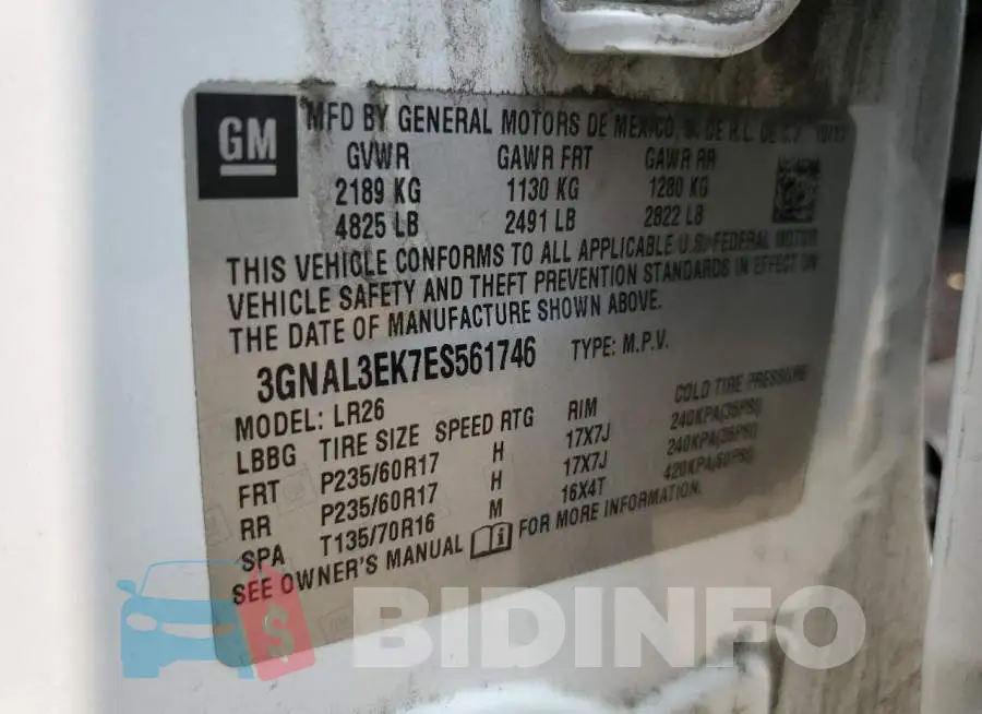3GNAL3EK7ES561746 Photo# 14