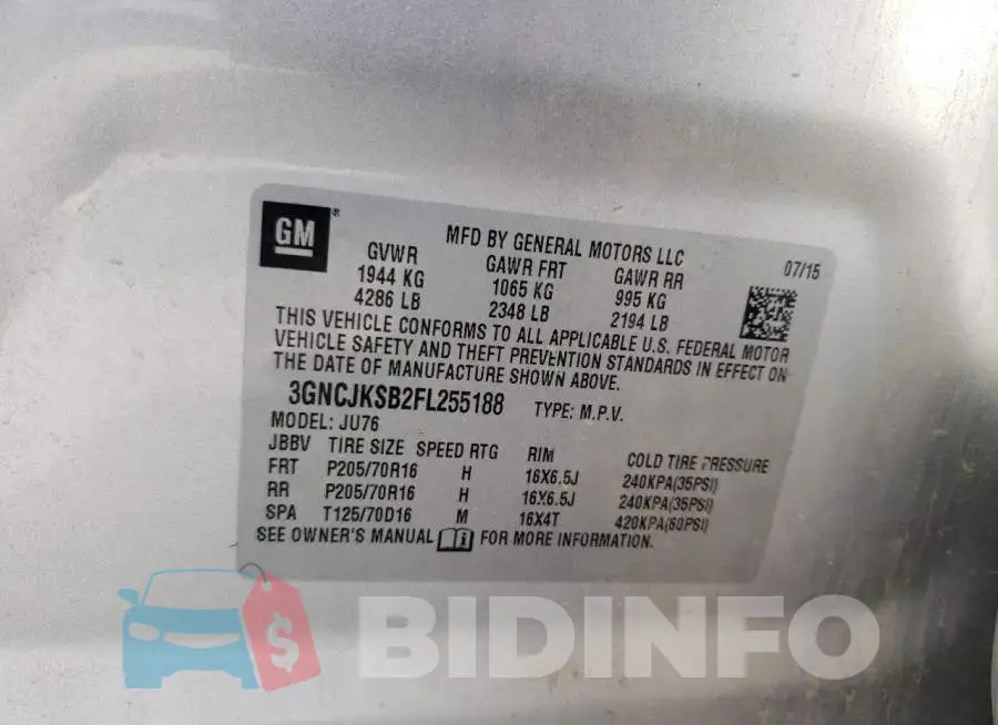 3GNCJKSB2FL255188 Photo# 12