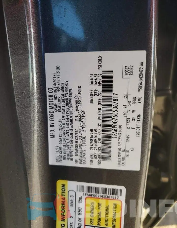 1FA6P0G76E5367817 Photo# 12