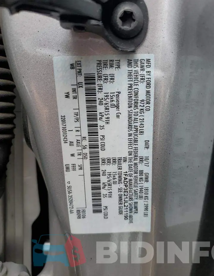 1FADP3E21JL211190 Photo# 13