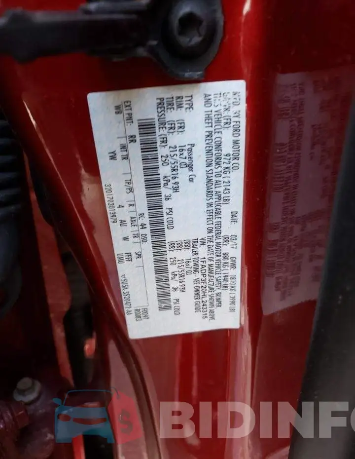 1FADP3F20HL243315 Photo# 12